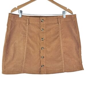 American Eagle Women Mini Skirt Plus Size 18 Button-Front Tan Yellow Corduroy